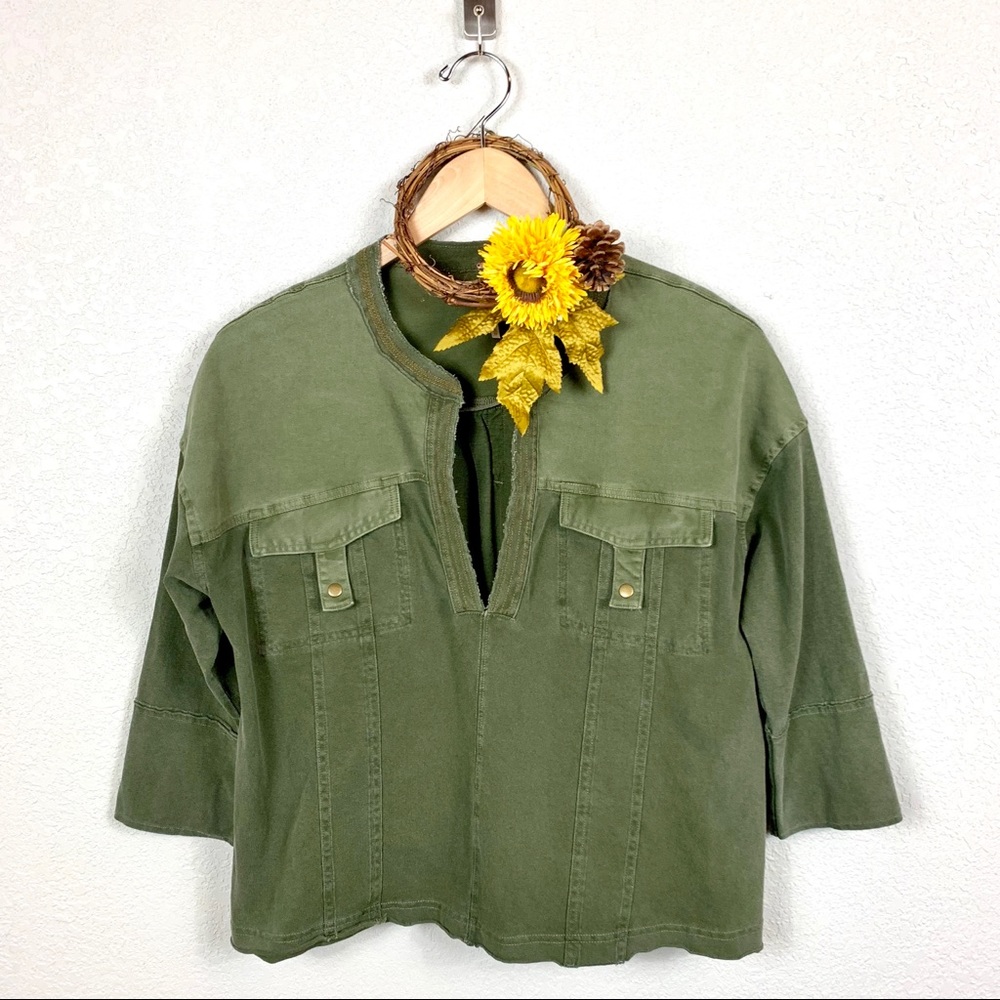 Free People Military Cropped Sweatshirt